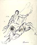 FELICE CARENA, Two Warriors, pen
